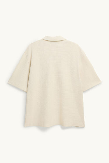 Hombre - Camisa - relaxed fit - cuello solapa - con textura - crema