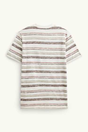Hommes - T-shirt - regular fit - à rayures - beige / marron