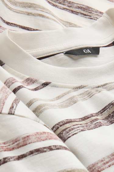 Hommes - T-shirt - regular fit - à rayures - beige / marron