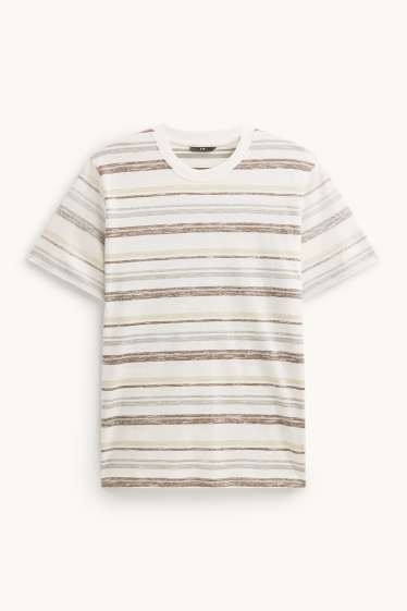 Hommes - T-shirt - regular fit - à rayures - beige / vert