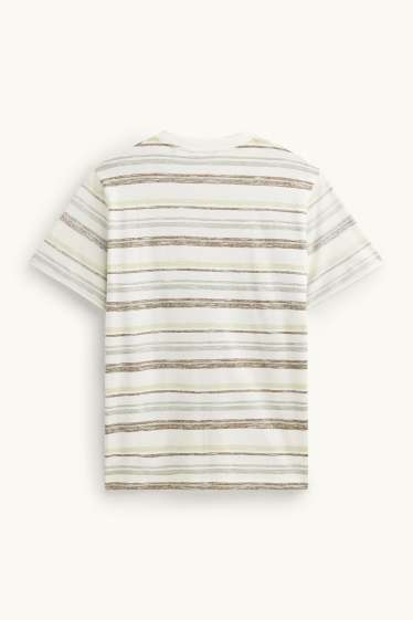 Hommes - T-shirt - regular fit - à rayures - beige / vert