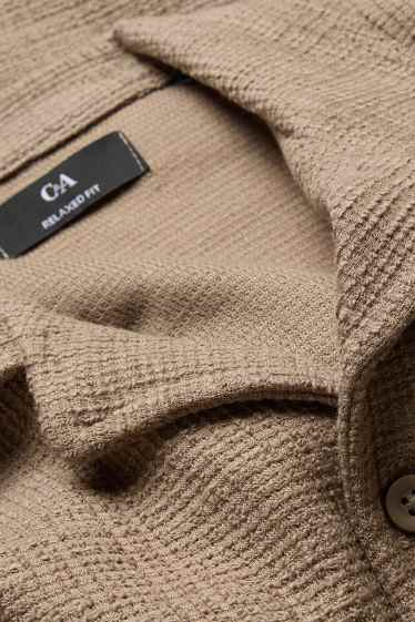 Hombre - Camisa - relaxed fit - cuello solapa - con textura - marrón claro