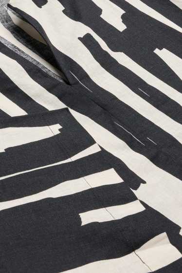 Donna - Blusa - misto lino - fantasia - nero / beige