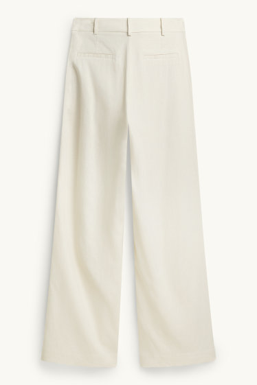 Dona - Pantalons formals - high waist - wide leg - mescla de lli - blanc trencat
