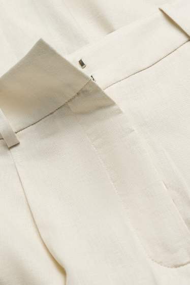 Dona - Pantalons formals - high waist - wide leg - mescla de lli - blanc trencat