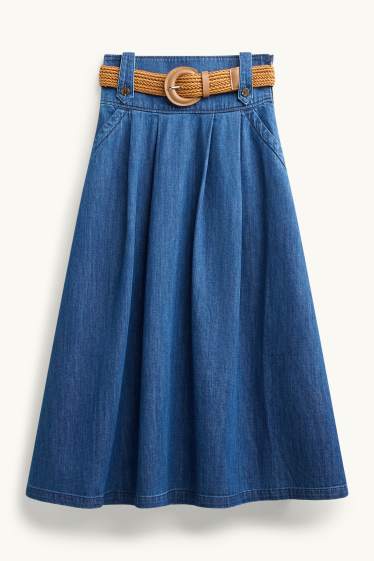 Femmes - Jupe en jean avec ceinture - bleu foncé