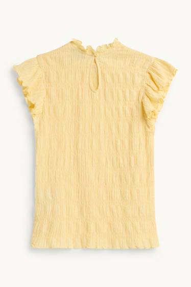 Mujer - Camiseta - regular fit - fruncida - amarillo