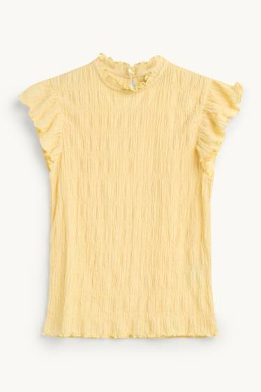 Mujer - Camiseta - regular fit - fruncida - amarillo