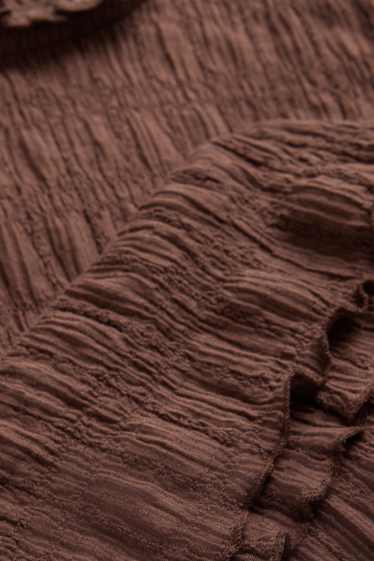 Femmes - T-shirt - regular fit - finition smockée - marron