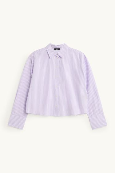 Damen - Bluse - gestreift - flieder