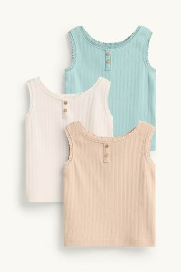 Baby Mädchen - Multipack 3er - Baby-Pointelle-Top - blau / beige