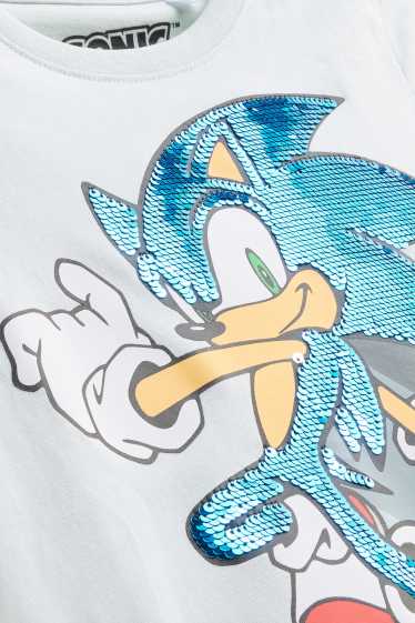 Bambini - Sonic - t-shirt - effetto brillante - azzurro