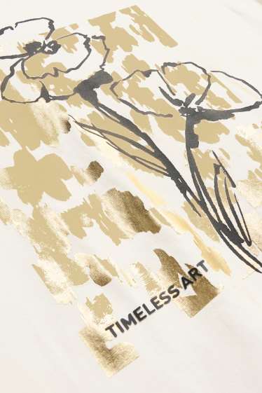 Dames - T-shirt - regular fit - glanseffect - wit