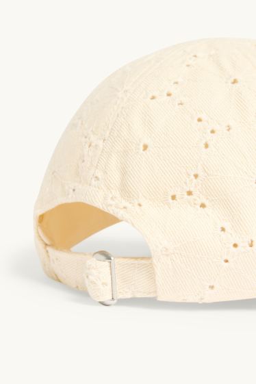 Femmes - Casquette - broderie anglaise - blanc