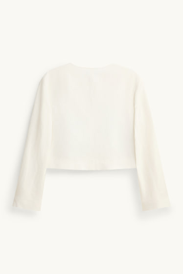 Mujer - Americana crop con parte de lino - slim fit - blanco