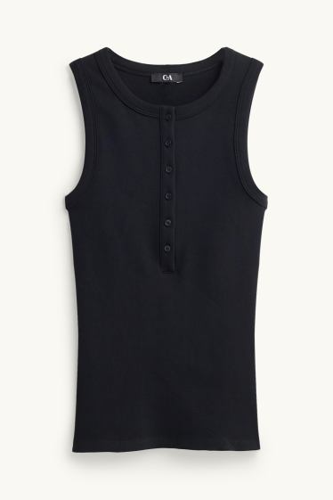 Damen - Top - gerippt - schwarz