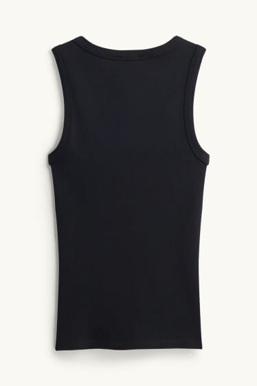 Damen - Top - gerippt - schwarz