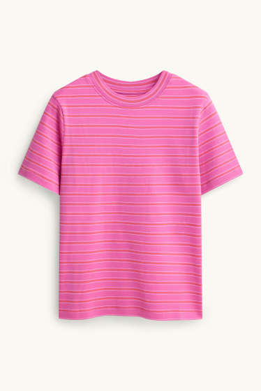 Damen - T-Shirt - Regular Fit - gestreift - pink