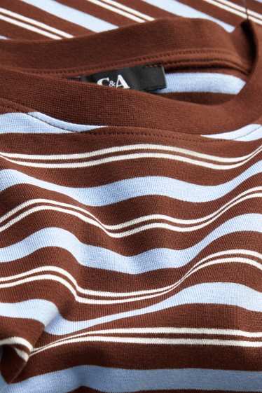 Dámské - Tričko - regular fit - pruhované - hnědá/modrá