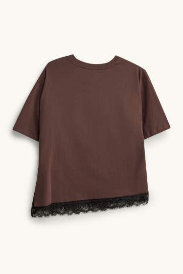 Kobiety - T-shirt - slim fit - brązowy