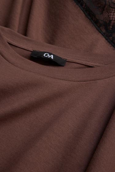 Kobiety - T-shirt - slim fit - brązowy