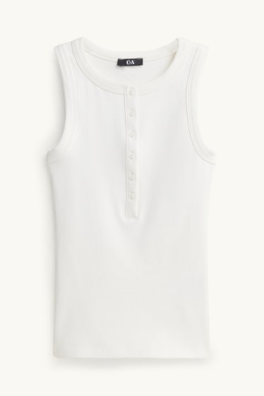 Damen - Top - gerippt - weiss