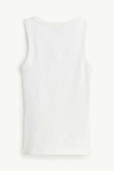 Damen - Top - gerippt - weiss