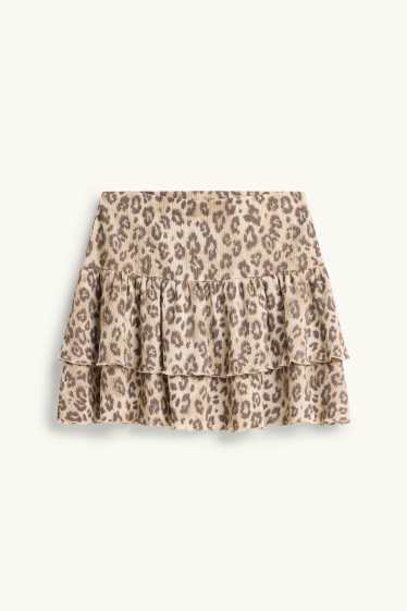 Dámské - Sukně - s leopardím vzorem - béžová