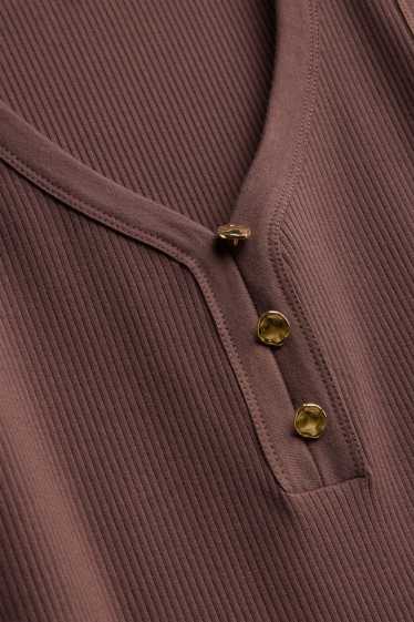 Dona - Vestit bodycon - acanalat - marró