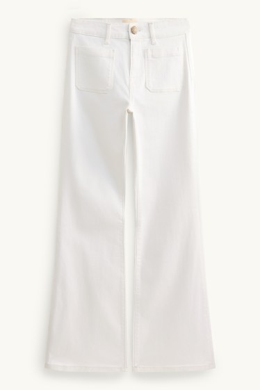 Donna - Jeans svasati - vita media - bianco