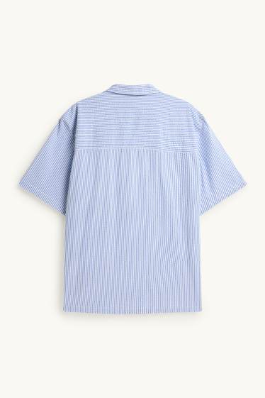 Hommes - Chemise - relaxed fit - col à revers - à rayures - blanc / bleu