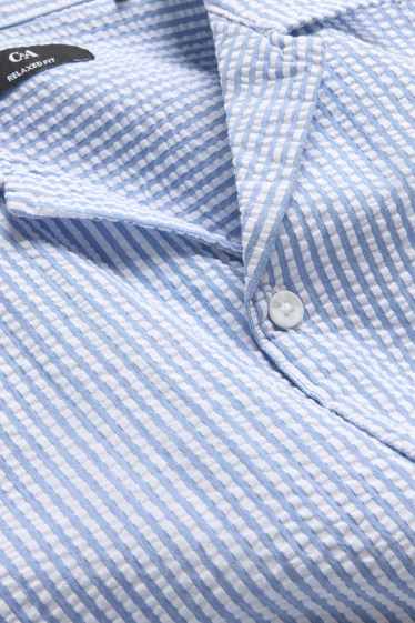 Hommes - Chemise - relaxed fit - col à revers - à rayures - blanc / bleu
