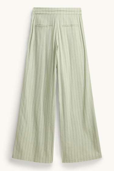 Femei - Pantaloni de stofă - talie medie - wide leg - structurați - verde deschis