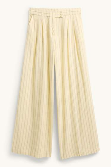 Femei - Pantaloni de stofă - talie medie - wide leg - structurați - galben