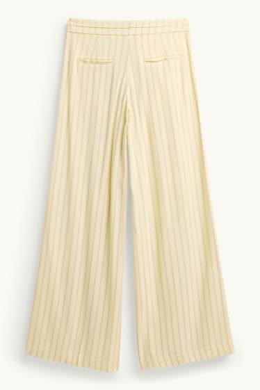 Femei - Pantaloni de stofă - talie medie - wide leg - structurați - galben