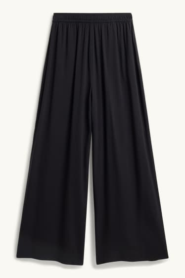 Women - Cloth trousers - high waist - wide leg - black