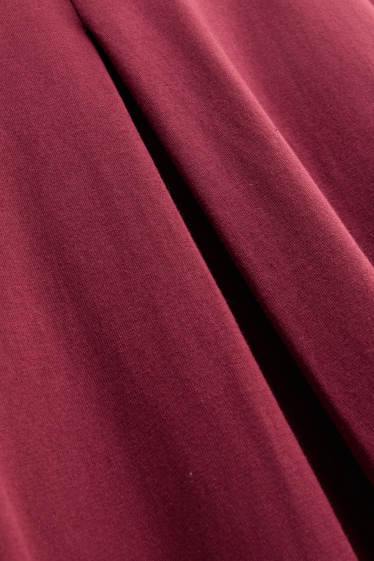 Dames - A-lijn-jurk met V-hals - donkerrood