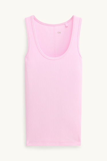 Damen - Top - gerippt - rosa