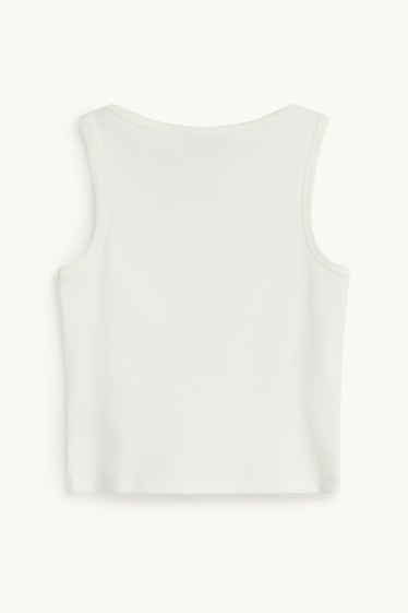 Children Girls - Star - top - ribbed - white