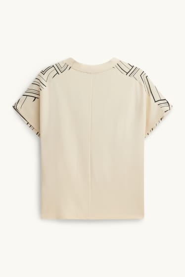 Dámské - Tričko - regular fit - se vzorem - krémové barvy