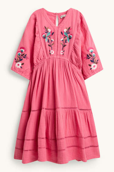 Copii - Fete - Floare - rochie din muselină - roz