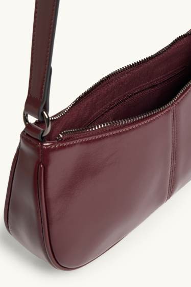Damen - Schultertasche - Lederimitat - dunkelrot