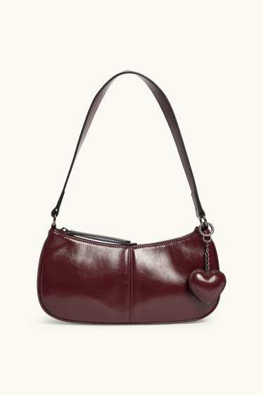 Damen - Schultertasche - Lederimitat - dunkelrot