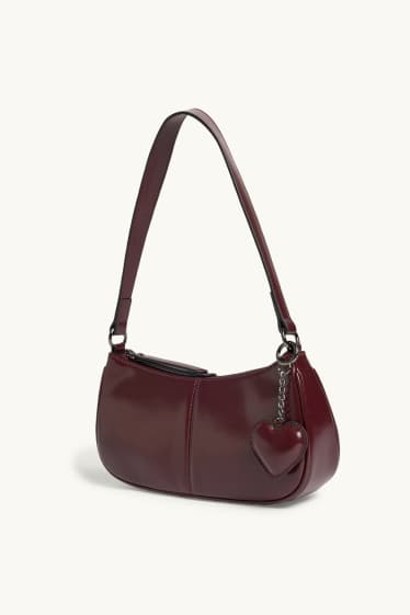Damen - Schultertasche - Lederimitat - dunkelrot