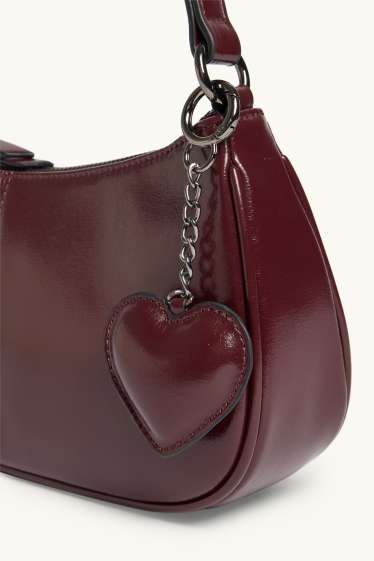 Damen - Schultertasche - Lederimitat - dunkelrot