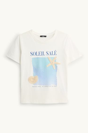 Donna - T-shirt - regular fit - bianco crema