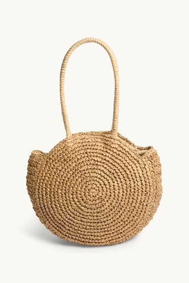 Damen - Kleiner Stroh-Shopper - beige