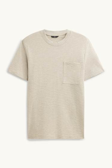 Home - Samarreta de màniga curta - regular fit - de ratlles - marró