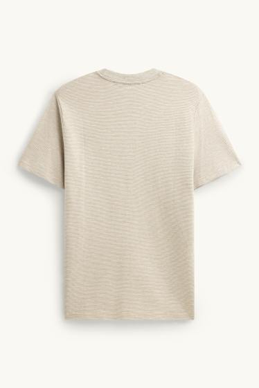 Home - Samarreta de màniga curta - regular fit - de ratlles - marró