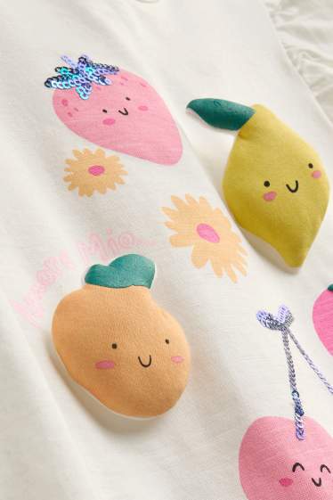 Kinder Mädchen - Kawaii - Kurzarmshirt - Glanz-Effekt - weiß